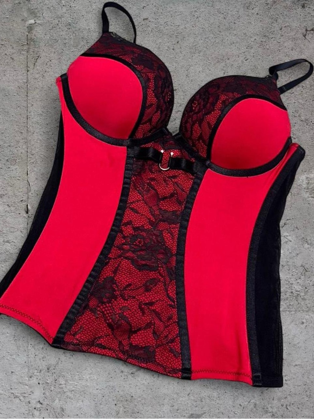 Grunge black & red PUSH-UP Bustier corset top